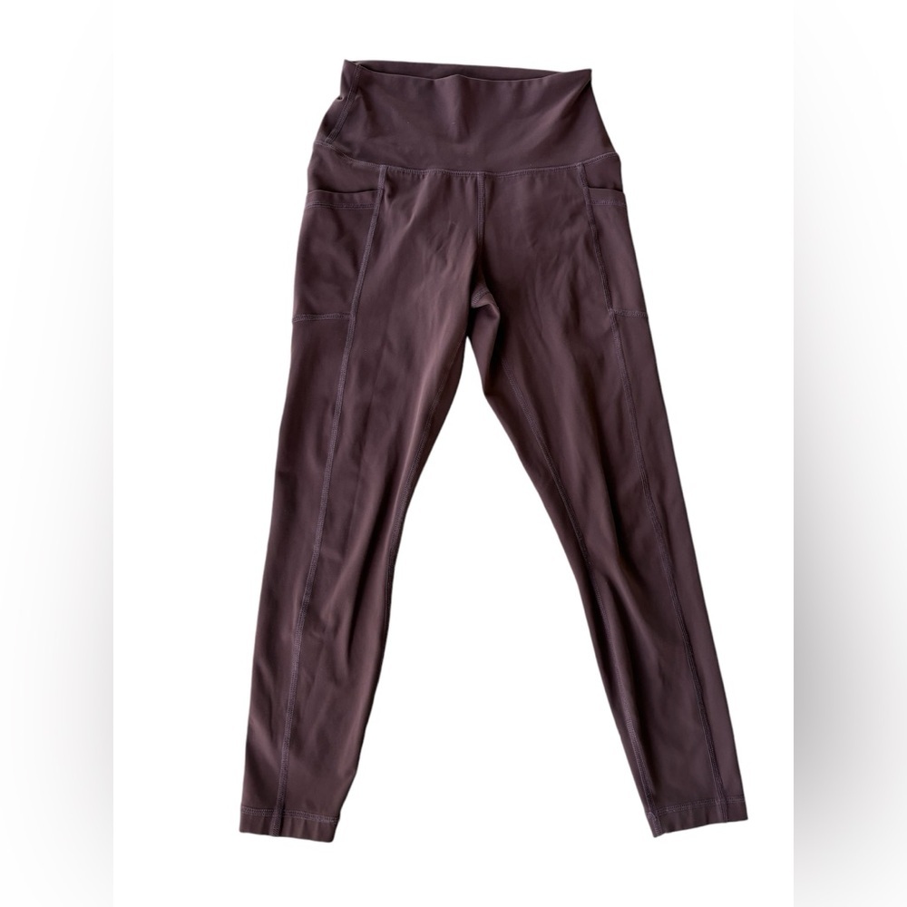 🌺90 Degree By Reflex Purple Leggings with High-Rise Waistband and Tapere…